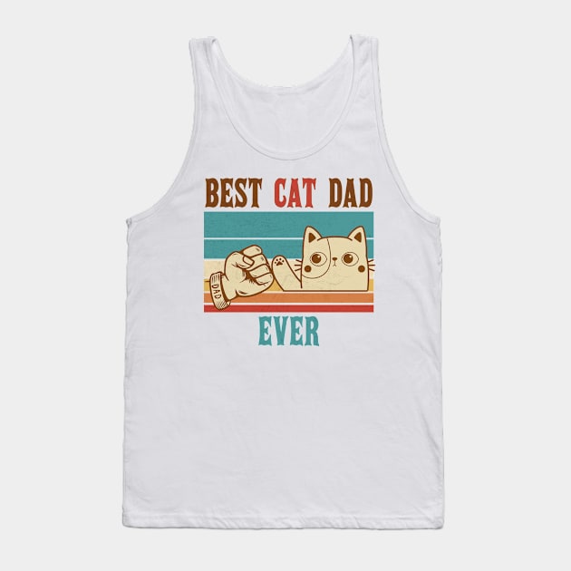 Best Cat Dad Ever Vintage Fist Bump Tank Top by Clawmarks